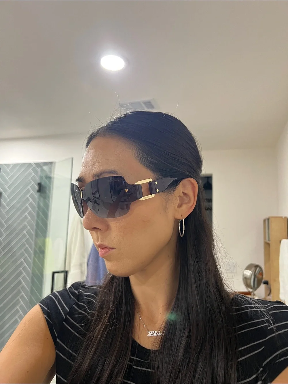 Jimmy Choo Black Rimless Gradient Sunglasses with Ivory Case